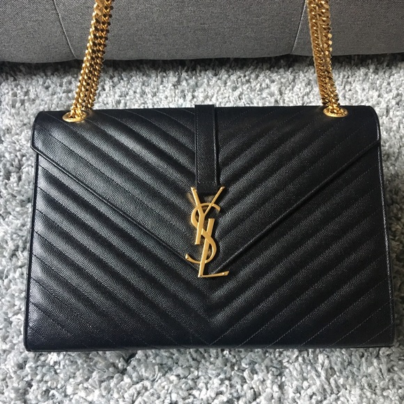 Yves Saint Laurent Handbags - Saint Laurent Large Grain Black Leather Shoulder